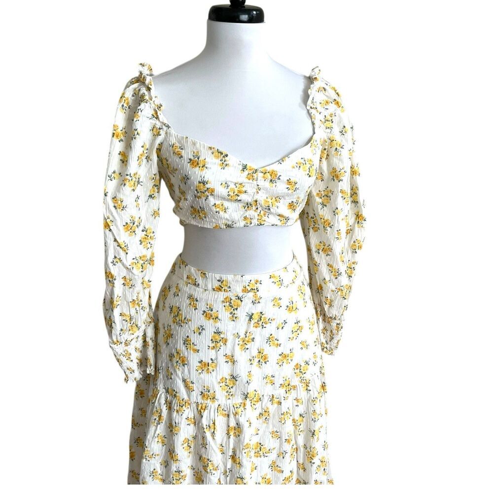 Storia Ditsy Floral Skirt Top Set M Smocked Cowgirl Festival Cotatgecor - Picture 4 of 12